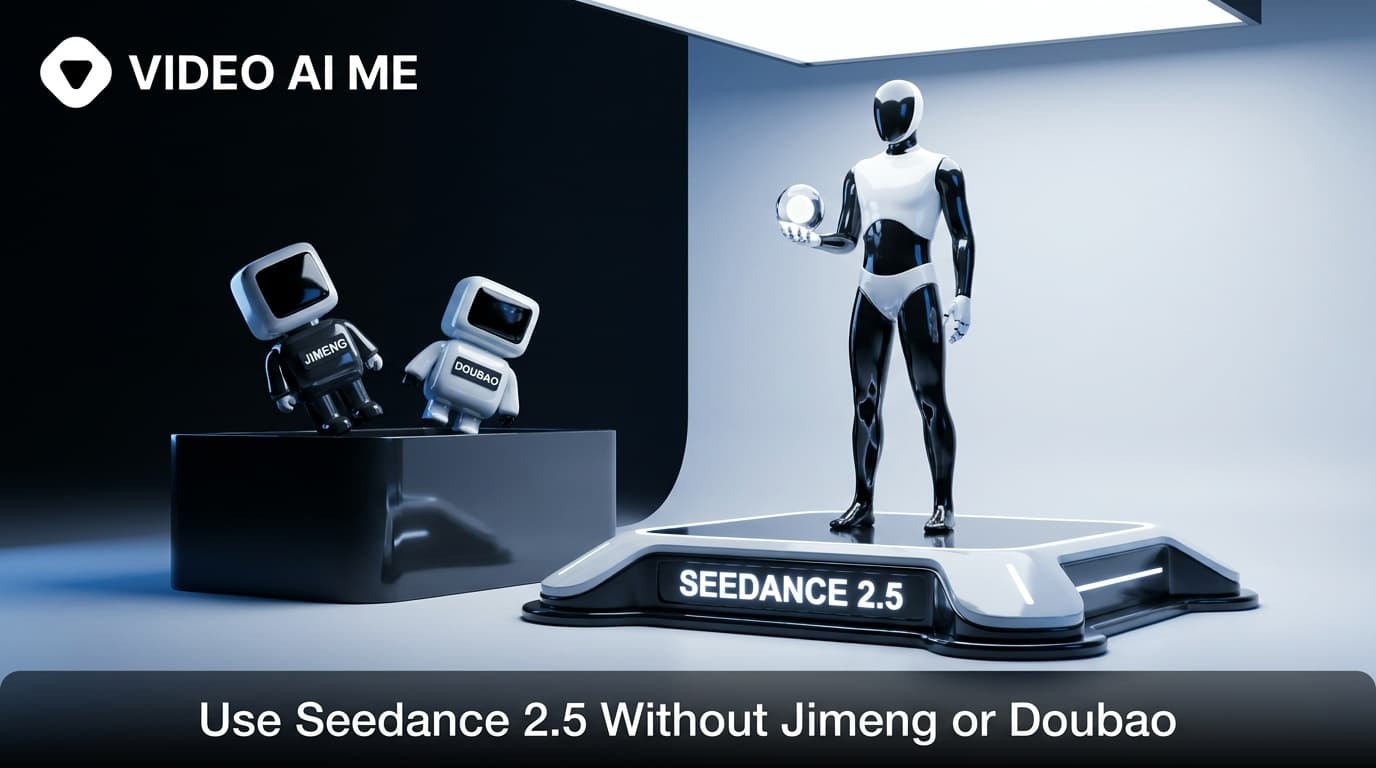 The VIDEO AI ME model picker showing Seedance 2.5 available in a browser