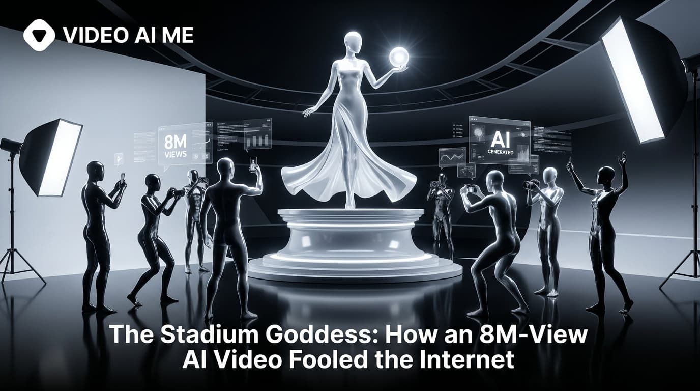 Stadium Goddess AI generated video screenshot from the viral KBO broadcast hoax