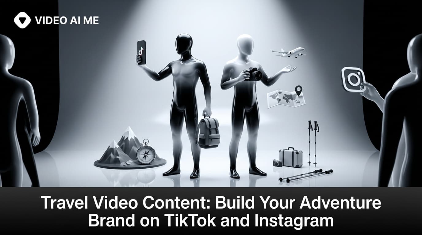 Travel content creator filming adventure video for TikTok and Instagram