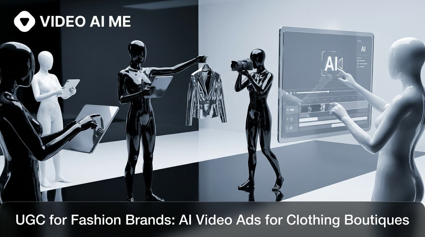 AI-generated UGC fashion video ad showing a clothing boutique try-on and outfit showcase