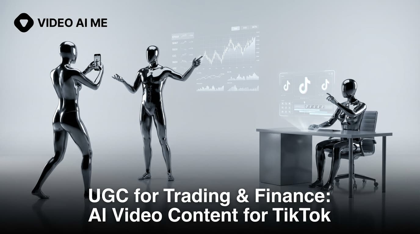 AI-generated UGC video content for trading and finance brands on TikTok showing a presenter explaining market concepts