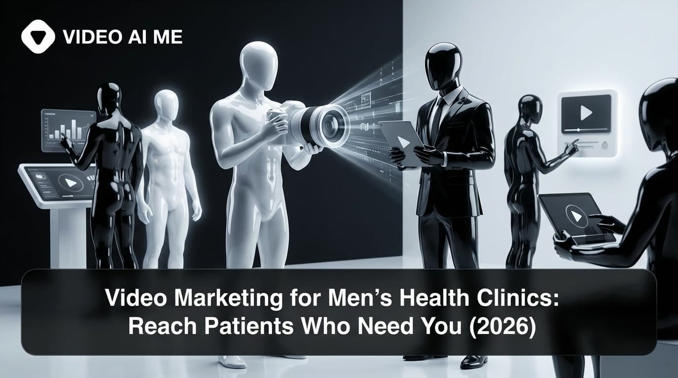 Men's health clinic video marketing showing patient testimonial and doctor consultation scene