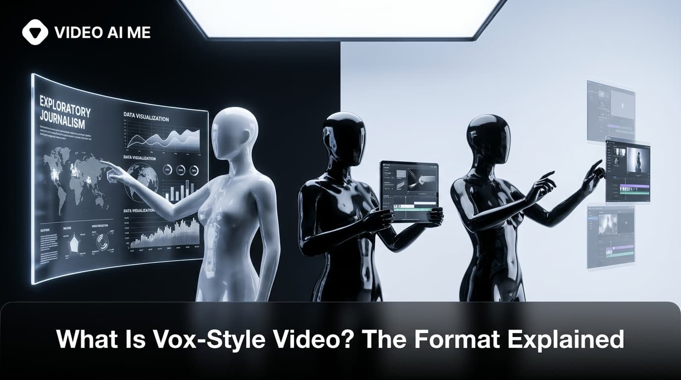 Paper cutout illustration and cutout typography that define the vox-style video look
